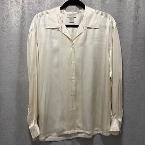 Lord & Taylor 100% Silk Cream Top 10 Vtg